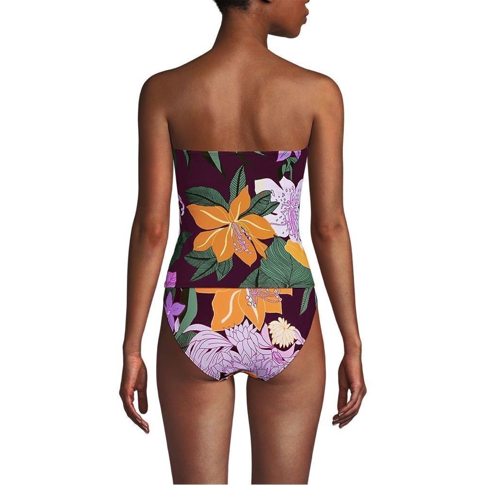 Land's End plus size slender suit U wire Bandeau dark wine multi floral Top Var - Picture 3 of 9
